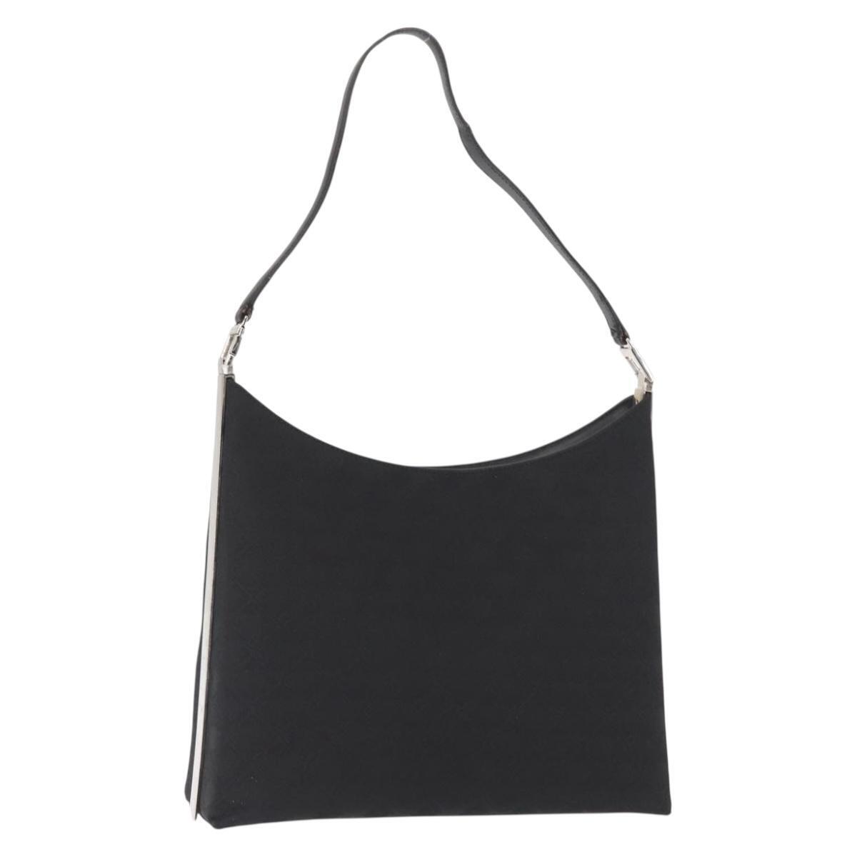 Salvatore Ferragamo Shoulder Bag Canvas Black Silver Auth Ba9340